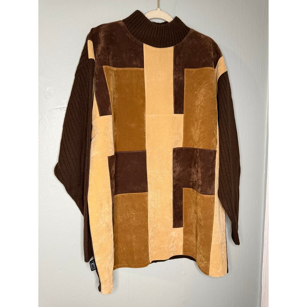 Vintage 90s‎ Koran sport outerwear colorblock granpa turtleneck sweater